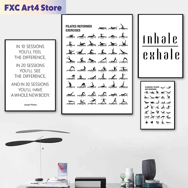 Yoga Mat - Frameless Pilates Workout Chart Poster Canvas
