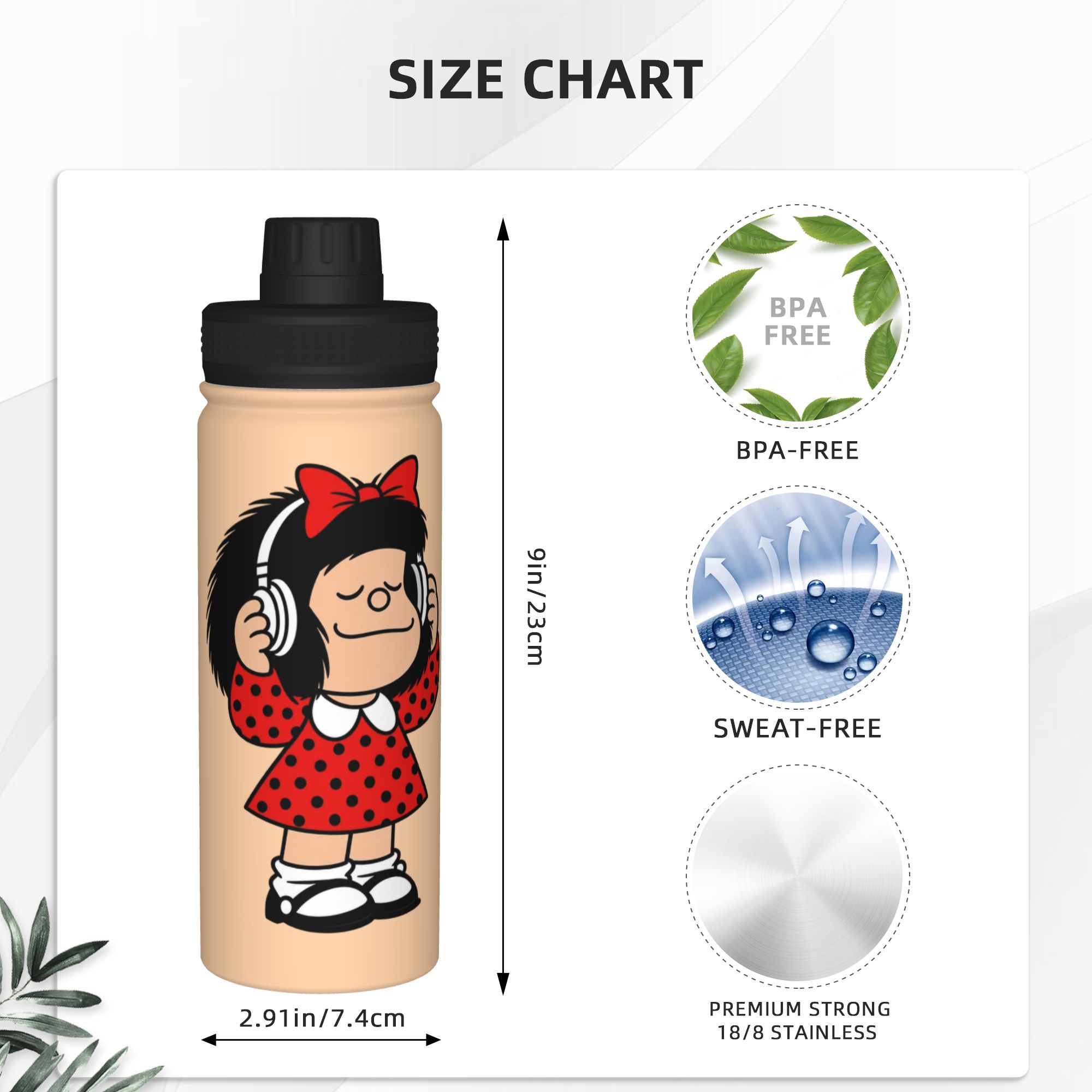 Cartoon M-Mafaldas 18OZ Sports - Sports Water Bottle Insulated recension och pris