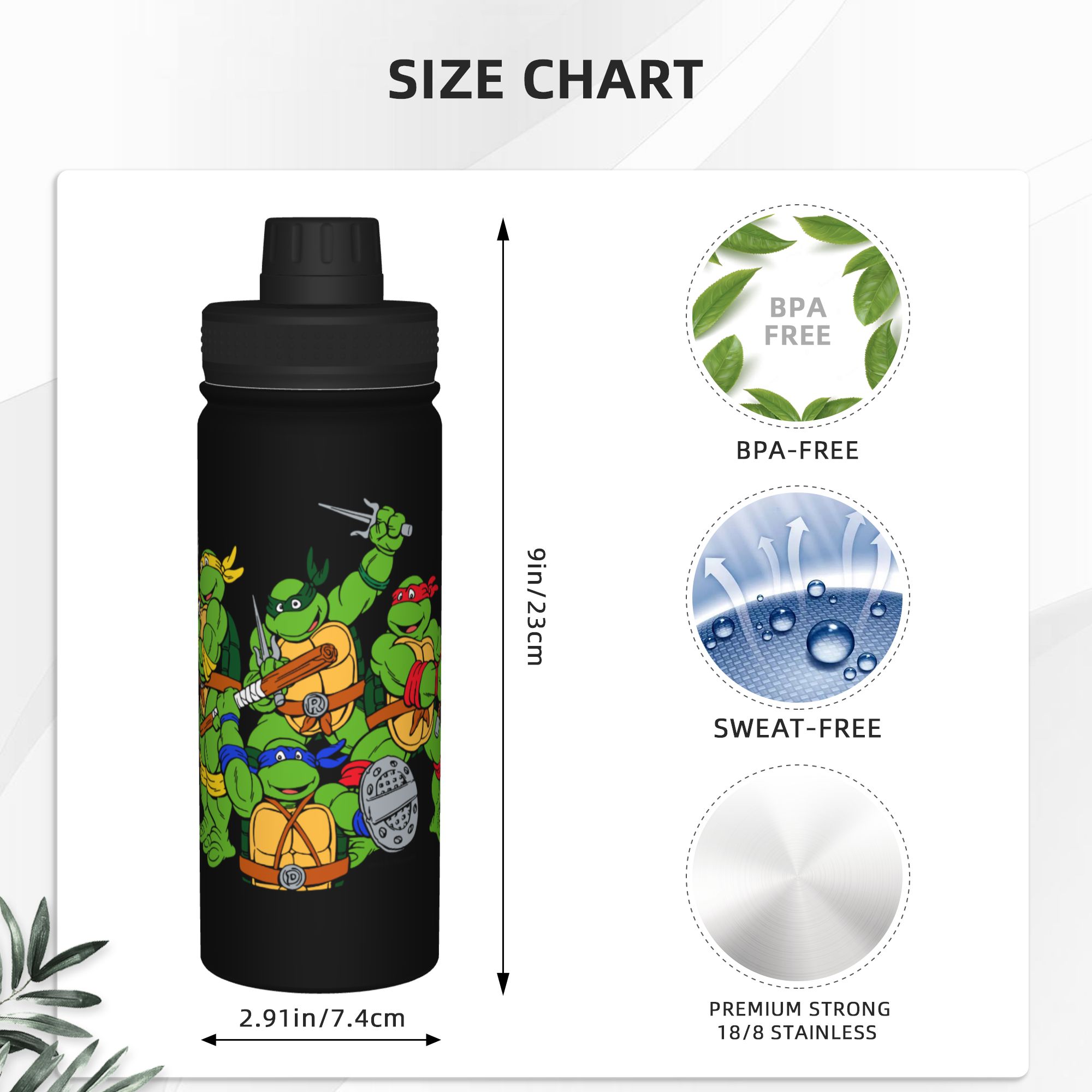 Cartoon Ninja T-Turtles 18OZ S - Sports Water Bottle Insulated recension och pris
