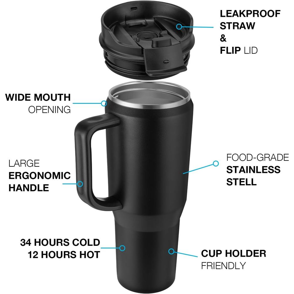 40 oz Insulated Travel Mug wit - Sports Water Bottle Insulated recension och pris