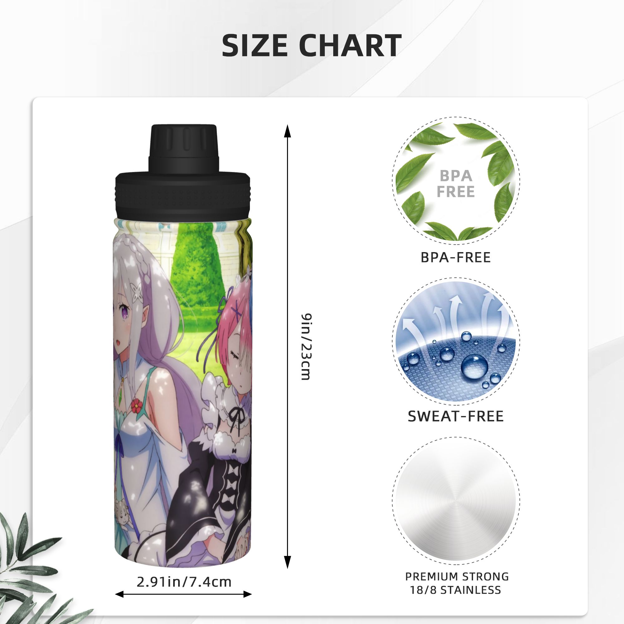 Anime R-Re Zero 18OZ Sports In - Sports Water Bottle Insulated recension och pris