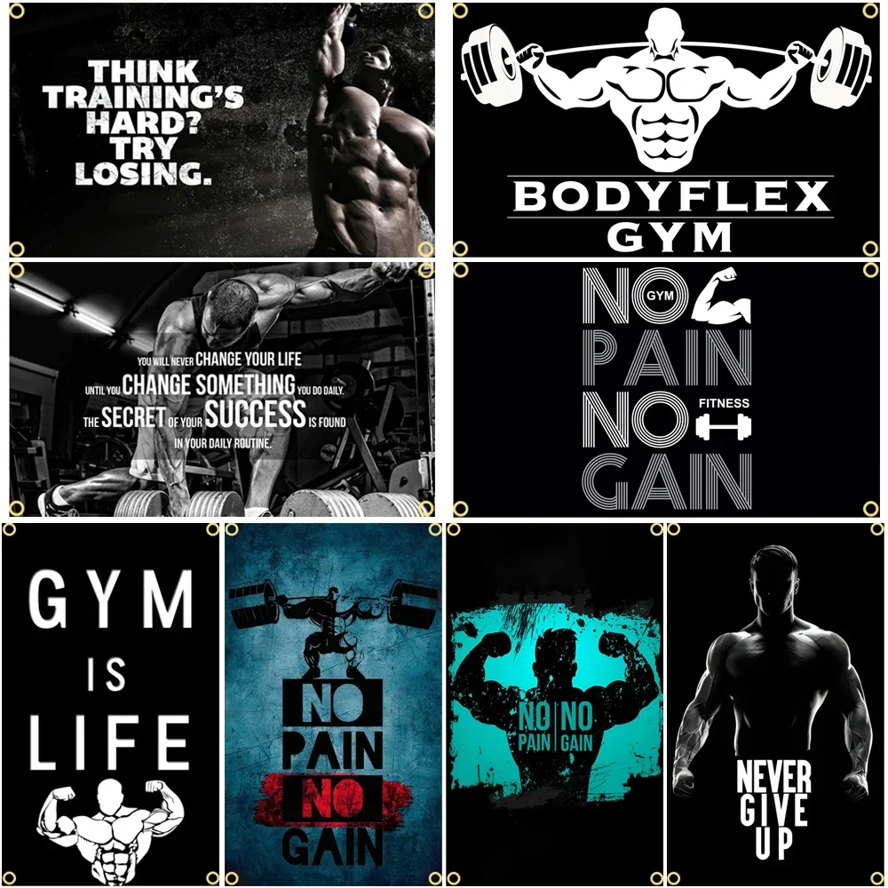 GYM Flag Message Signs Slogan  - Sports Equipment Poster recension och pris